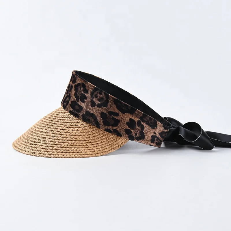 Leopard Bow Anti UV Paper Straw Visor Cap Hat for Women  display picture 1