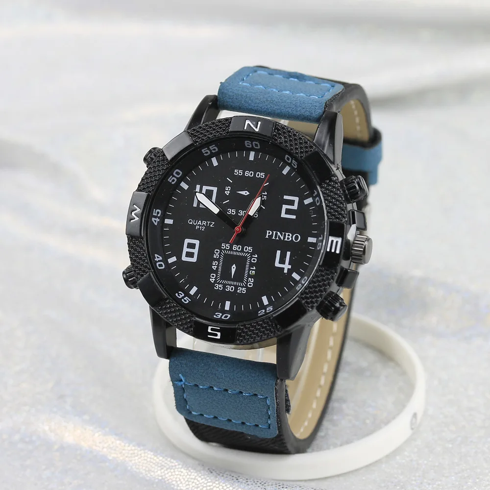 In Voorraad Hit Kleur Band Quartz Horloge Heren Horloge Gestreepte Lederen  Riem Dubbele Ogen Militaire Horloge - Buy Promotionele Horloge,Hit Kleur  Band Quartz Horloge,Dubbele Ogen Militaire Horloge Product on Alibaba.com