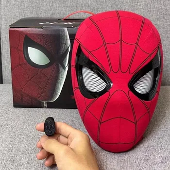 E37 Spider-Man Headgear Movable Eyes Manual Electric Blinkable Mask Halloween Extraordinary Hero Expedition Helmet Same Style