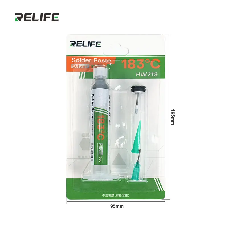 RELIFE HW21S Pâte à souder à l'argent contenant du plomb/seringue 10CC / 183 ℃
