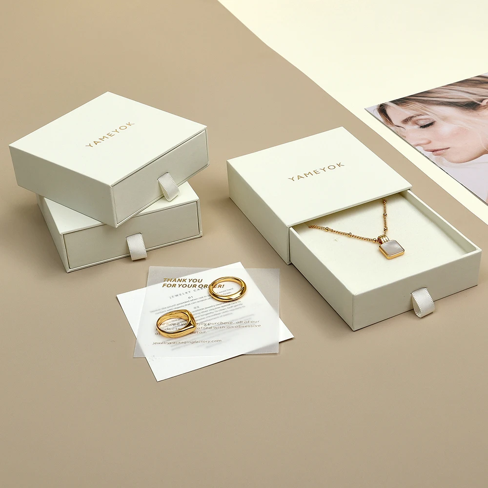 Custom Eco Beige Bracelet Necklace Earring Ring Packaging Jewelry ...