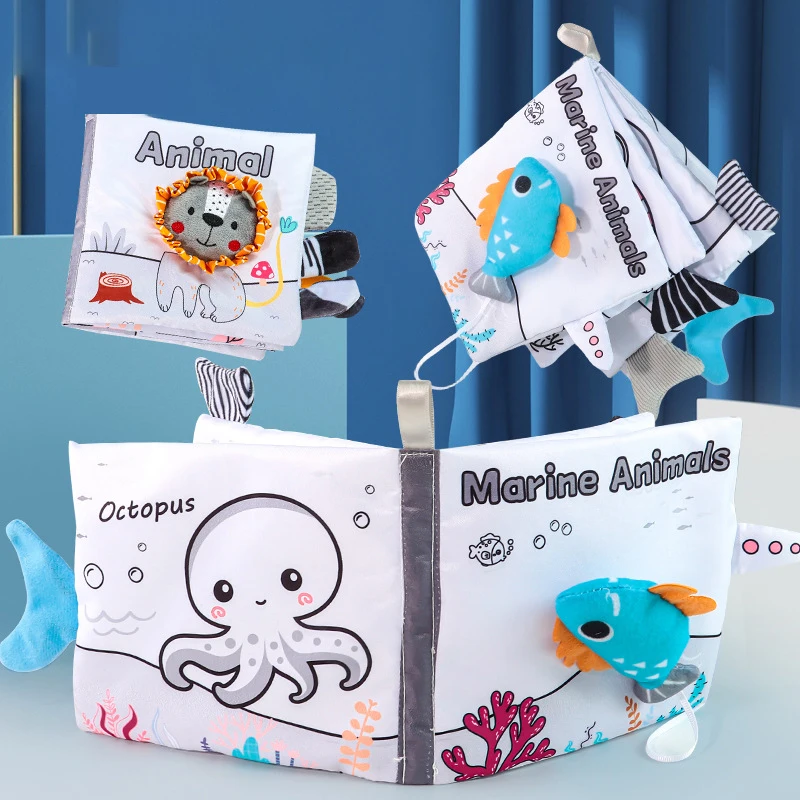 Детская Мягкая тканевая книга с животным хвостом