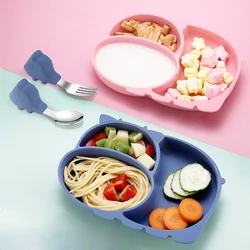 New Model Cow Silicone Kids Plate Suction Plate Baby Character Unique Baby Sticking Antislip Baby Cow Plate