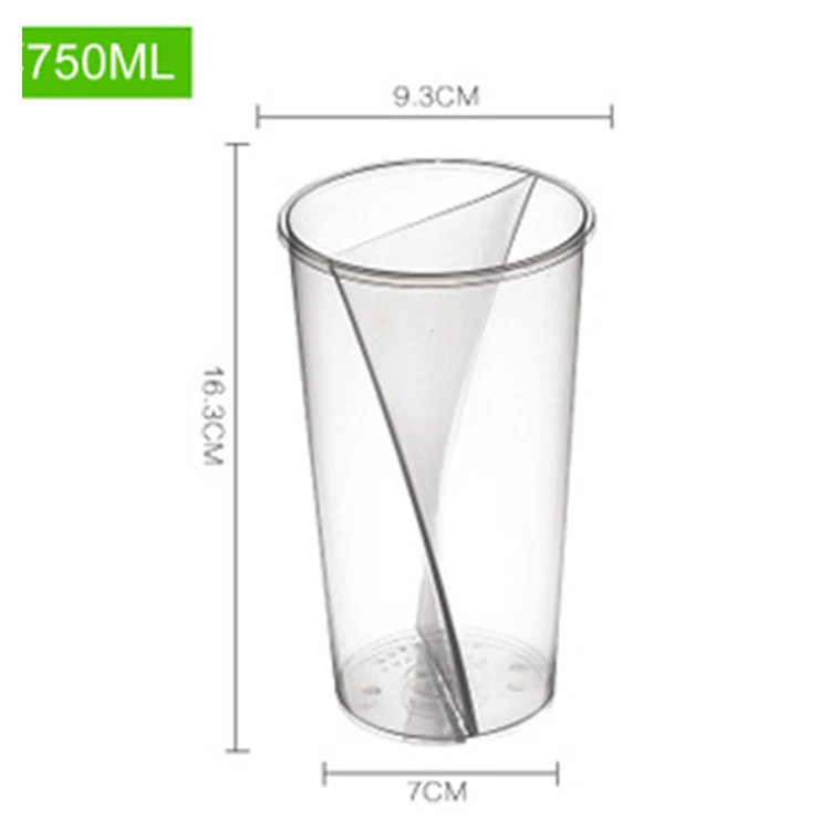 700 мл двойная чашка прозрачная полипропиленовая чашка одноразовая пластиковая раздельная двойная чашка