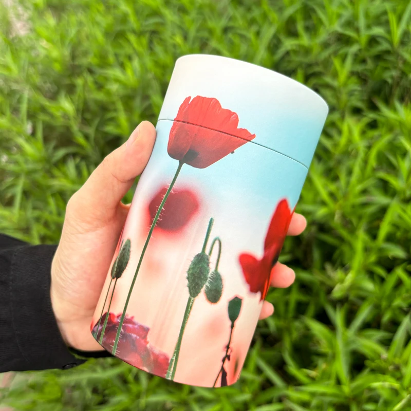 Wholesale Customized Biodegradable Animal Paw Printed Cremation Pet Urn Dogs Ashes Paper Scattering Tube Ashes Scatter Tube