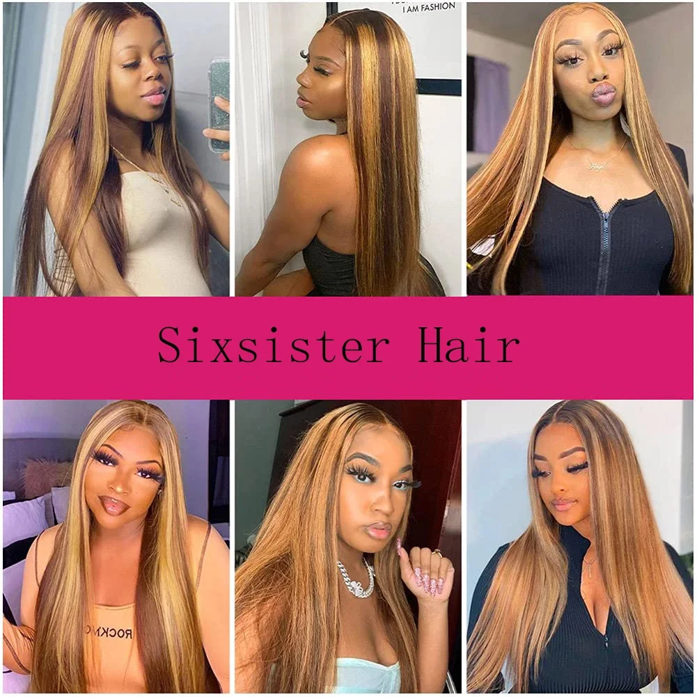 Brazilian Hair Bundles Straight Wave Human Hair 3 Bundles Remy Human Hair Weave Two Tone Light Brown Mix Blonde_voghion.com