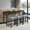 Dark Gray + Bar Table Set with 3 Chairs