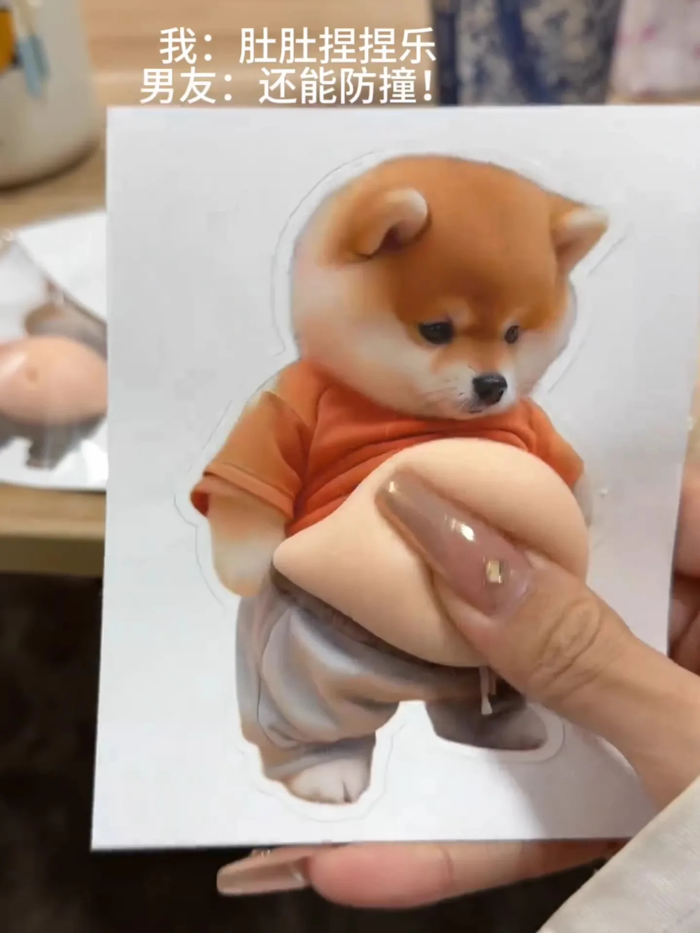 Cute Puppy Big Belly Squeeze Toy Creative Decompression Toy Anti Collision Sticker Fridge Sticker