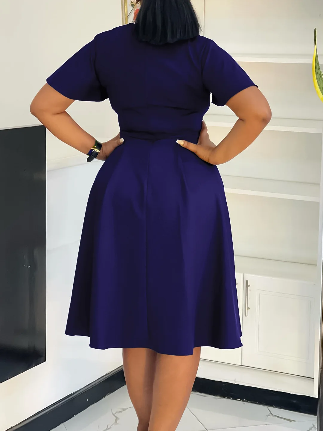 Trendy Summer Dresses Women Casual Elegant Solid Color V-neck Short Sleeve  Lace up Ladies Office Dress for Women| Alibaba.com