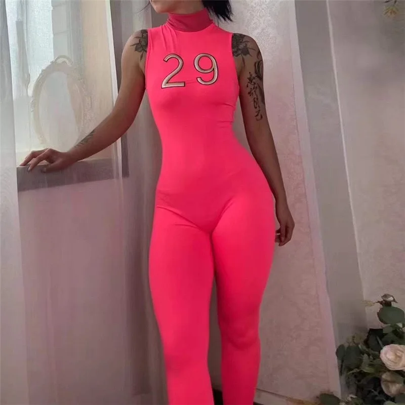 hot pink bodycon jumpsuit