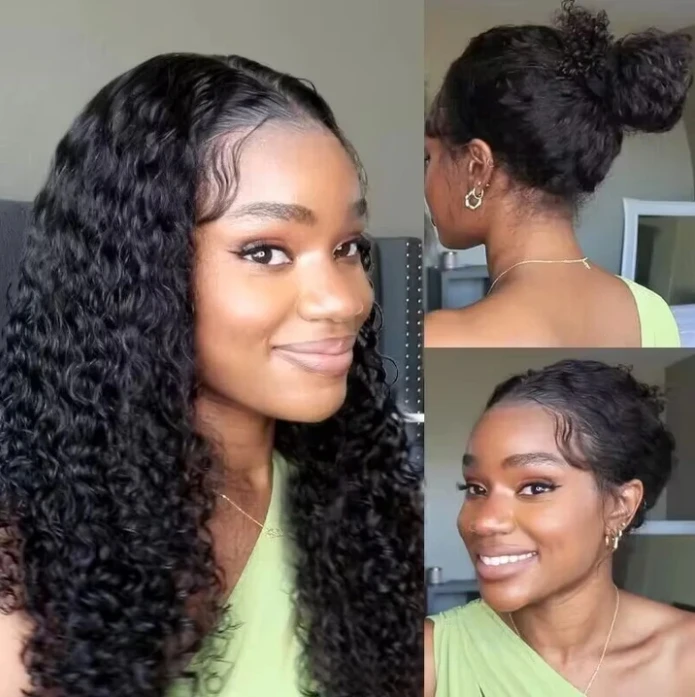 Hidden Strap Snug Fit 360 Pre Cut Lace Front Glueless Human Hair Wig with Drawstring Invisid Strap Raw Hair 360 Wig Without Glue