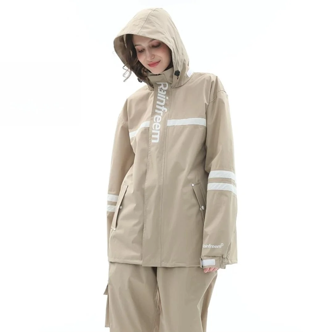 Hot Sale 3M High Reflective Raincoats Adult Outdoor Work Fashion Raincoat Unisex Hooded Waterproof Suit