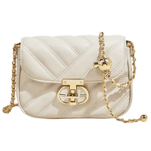 Luxury Women's Crossbody Bag with Original Metal Chain Decor Soft Leather Lining Lightweight and Portable Handbag Design