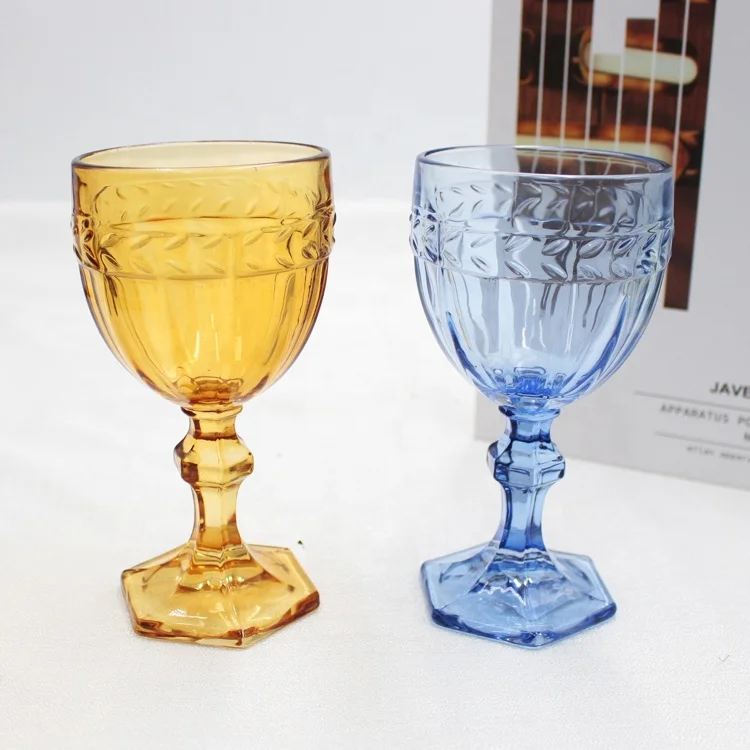 FENGJUN оптовая продажа уникальные цветные голубые янтарные бокали без свинца для вина хрустальные оптом 10 унций 300 мл высокое