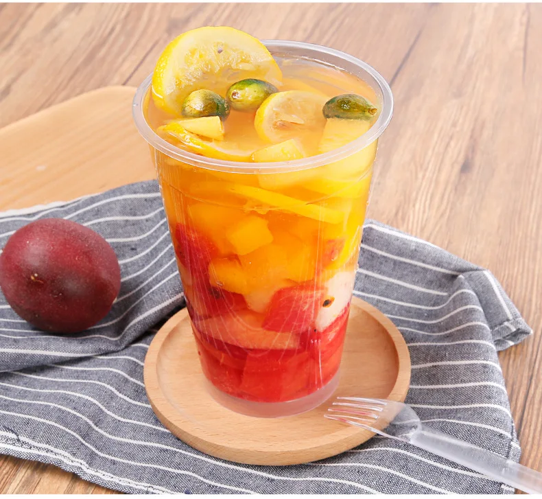 Custom PP injection Boba Cups For Fruit Juice Disposable Cups With lid 1000ml 32oz large capacity supplier