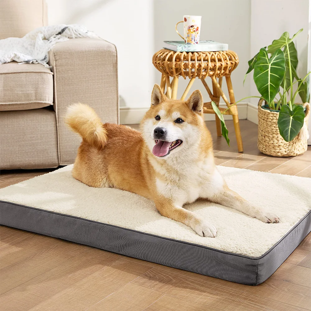 Hot selling washable removable soft eco friendly egg crate memory foam orthopedic pet dog rectangle crate bed cushions