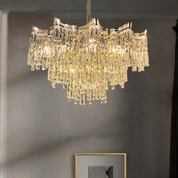 Modern Nordic Minimalist Luxury Crystal Dining Living Room Wedding Decor Led Crystals Chandeliers Pendant Lights