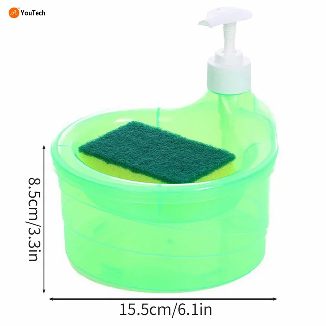 Dish Soap Dispenser With Cleaning Sponge Kitchen Liquid Soap Dispenser