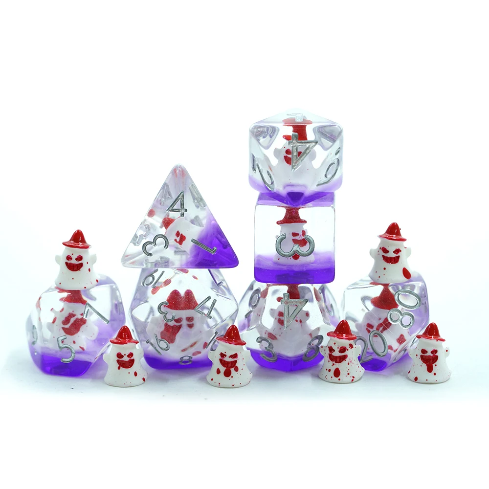 Díreach Déanta 7-Piece Résin Polyhedral Dice Set 16mm Bogg Corr Leathadh Airgeadail do Bhord Cluichí