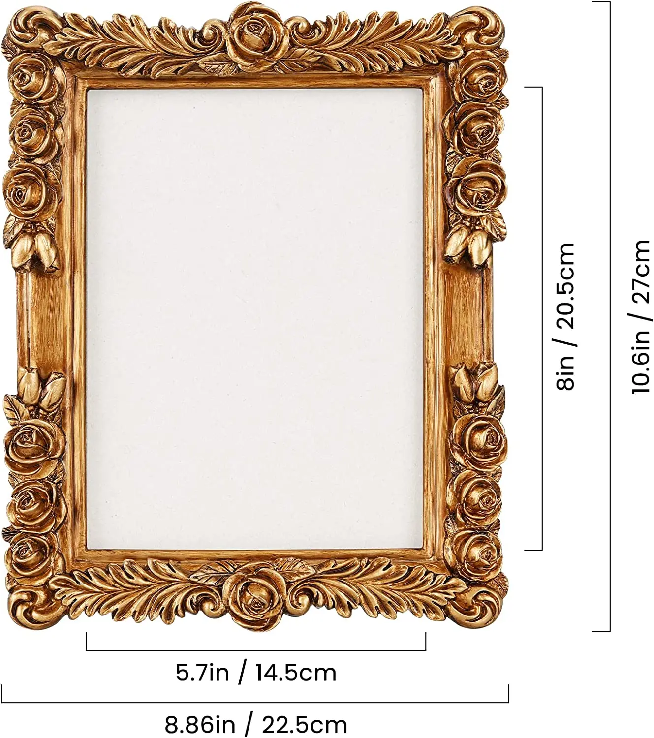 Custom Design Resin Photo Frame Vintage Roses Ornate Textured Hand