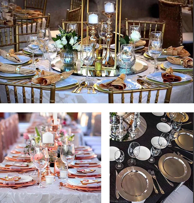 Dinnerware Silver Charger Plates Wedding Stainless Steel Mirror Food