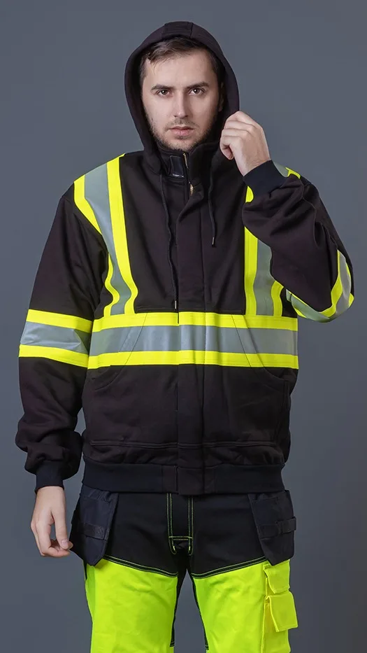 Oem Logo Black Welding Fire Resistant Clothes Work Hoodies Reflective ...