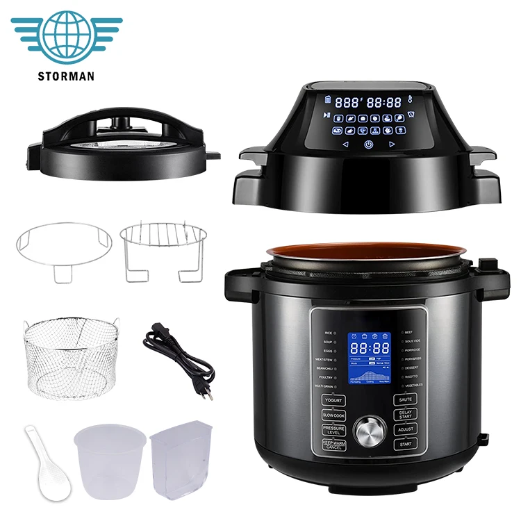 High Quality LED Display Touch Screen Home 6L Deep Fried 2 in 1 High Pressure Cooker Air Fryer