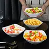 Plain white four-cornered bowls with upturned feet (4-pack, 8 inches)