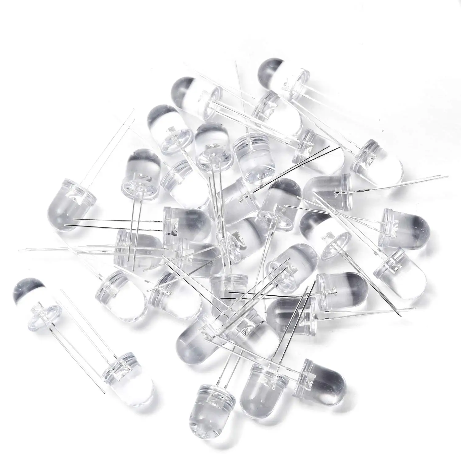 FUSUPI 50個 10mm グリーン LEDダイオードライト 明るい照明電球 ランプ クリアラウンド 透明 DC 3V 20mA トランジスタ