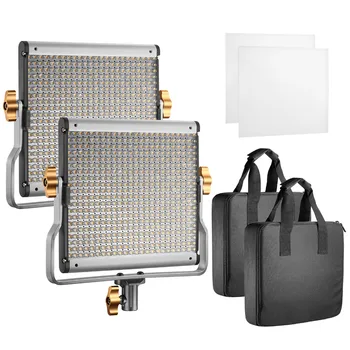 Neewer 2 Packs Dimmable Bi-color 480 LED with U Bracket Professional Video Light for Studio, YouTube Outdoor Lighting Kit