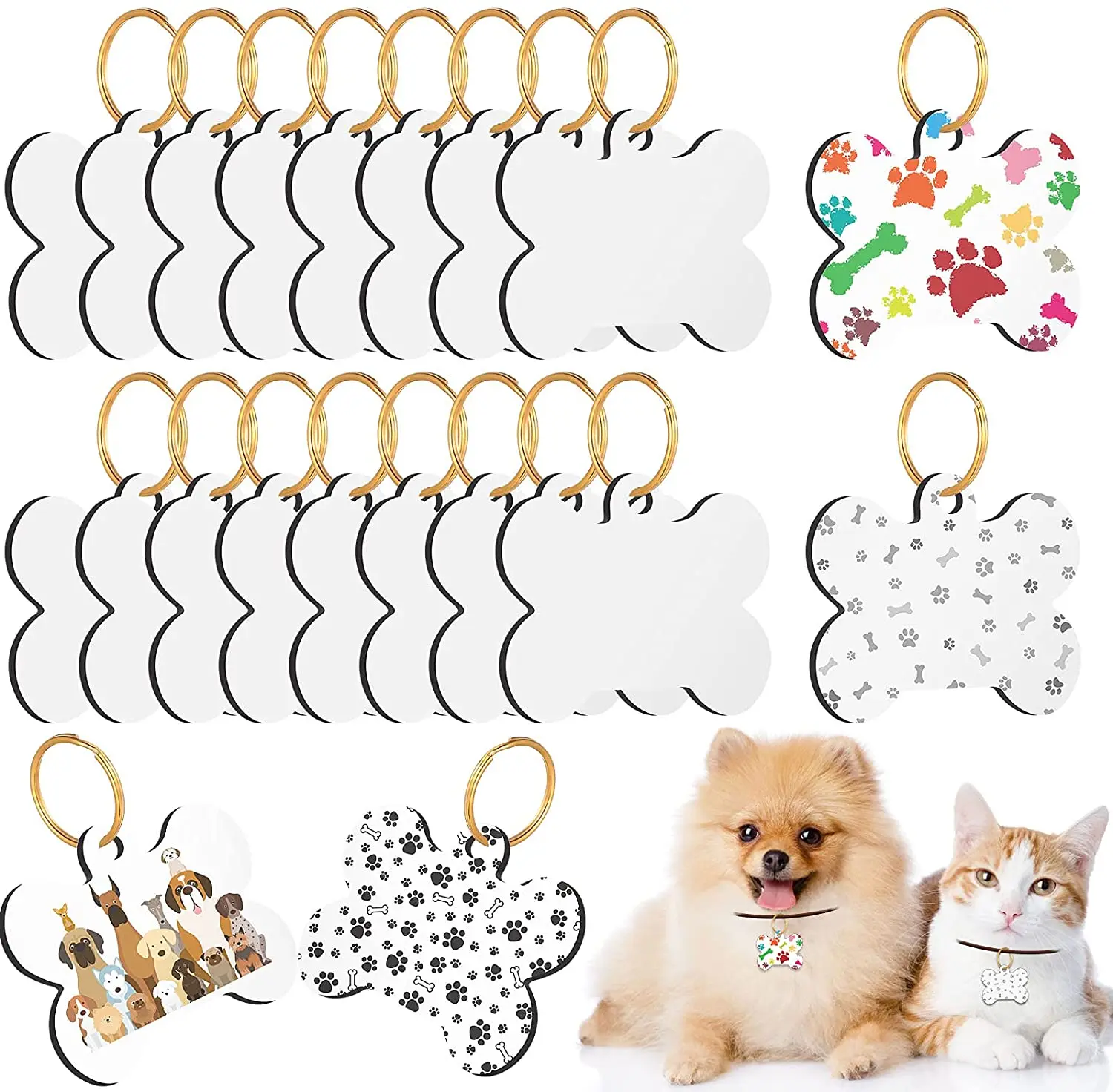 Оптовая продажа бирка для собак сублимационная алюминиевая пустая собака Пустые бирки домашних животных