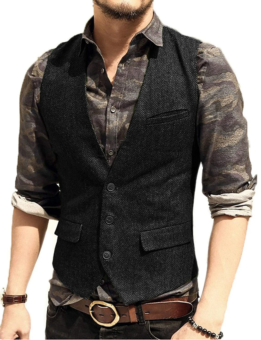 New Army Green Mens Vest Suits Waistcoat V Neck  Waistcoat Jacket Slim Fit Tuxedo for Casual Formal Costume Pour Homme Vest