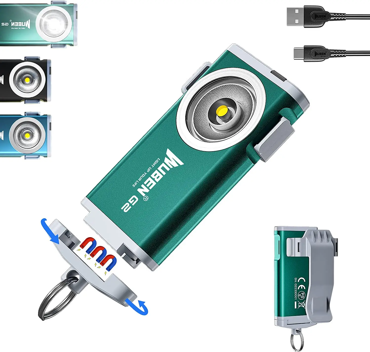 NEW Portable EDC LED Mini Flashlight Type c Recharge Keychain Light Mini Torch