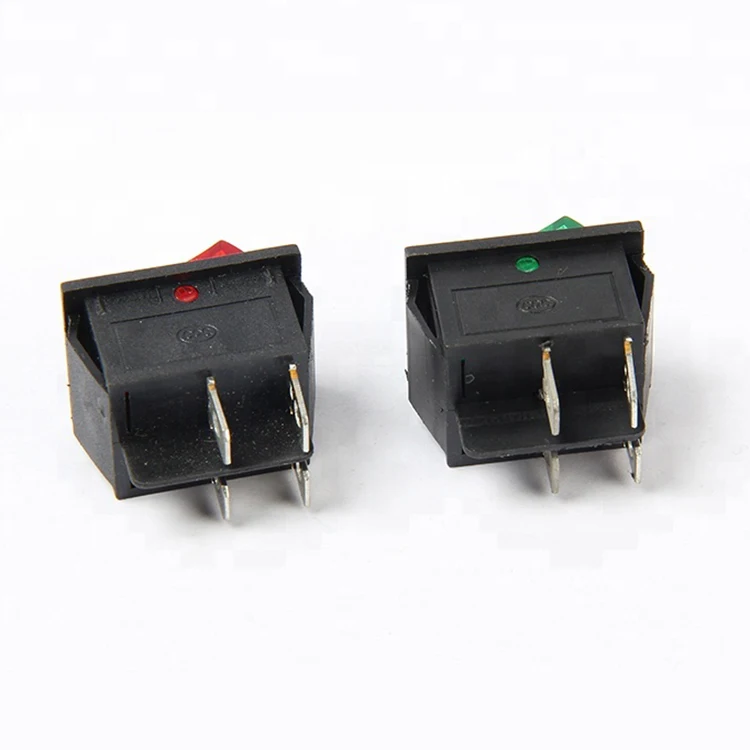 FILN 2PCS KCD4 30A DPST Waterproof Rocker Switch Panel - ON/Off Toggle With LED 110-220V Green Stainless Steel