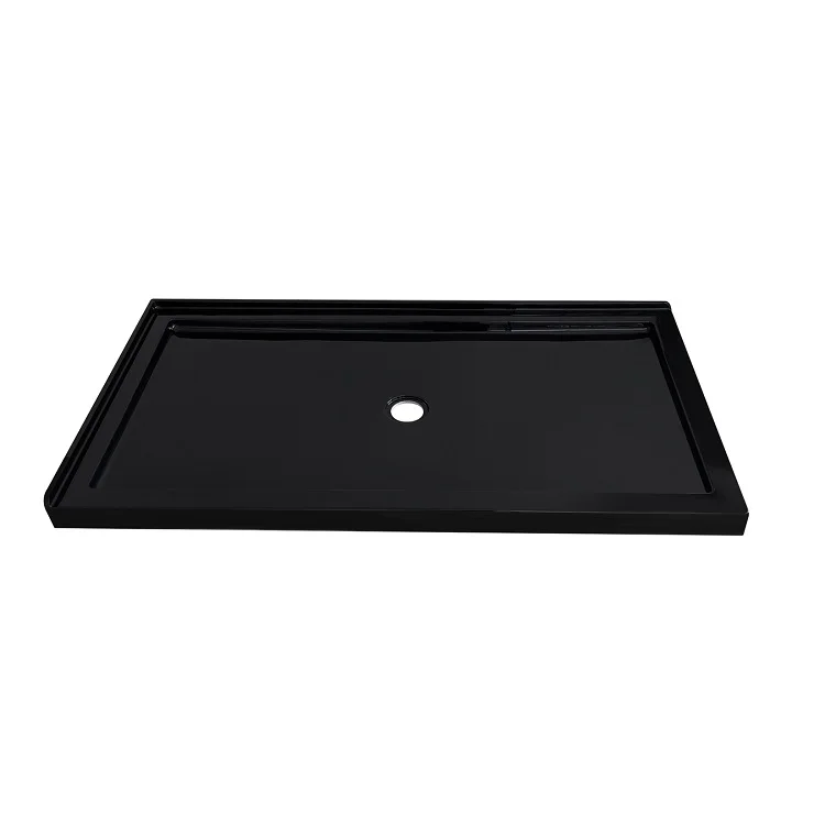 Customized Size Rectangular Bathroom Solid Surface Shower Pan Slim Acrylic Black Shower Tray for Rv Hotel