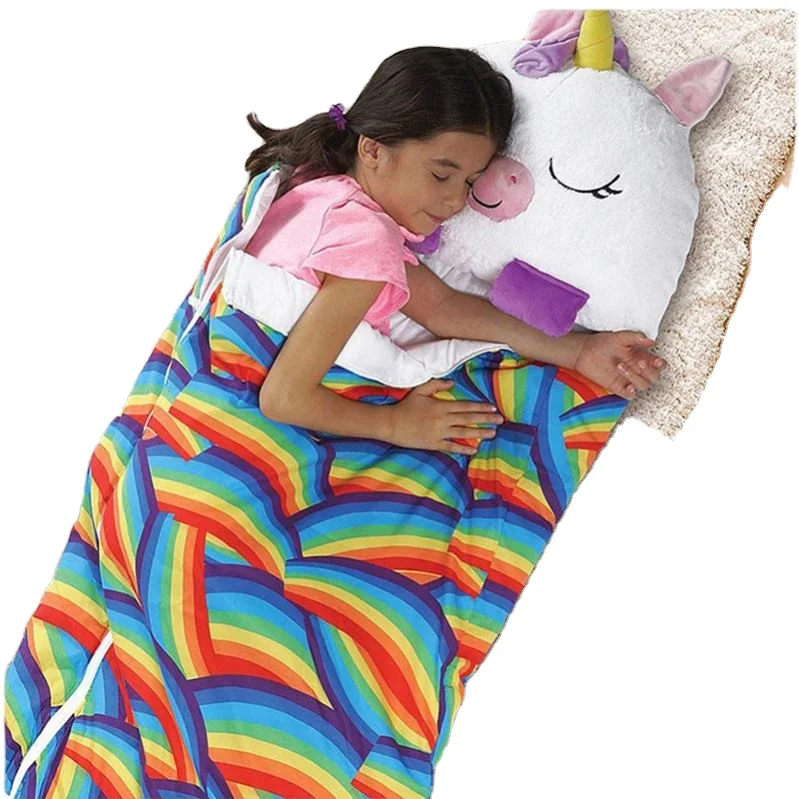 JNTM Children’s Sleeping Bags Cute Animal Sleeping Bags For Girls Foldable Soft Pillows/Happy Nap Game Pillow 53x20x3.9 Inch Black 