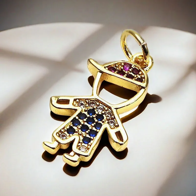 CZ8503 Mini Little 18k Gold Zircon Charms for Kids Jewelry