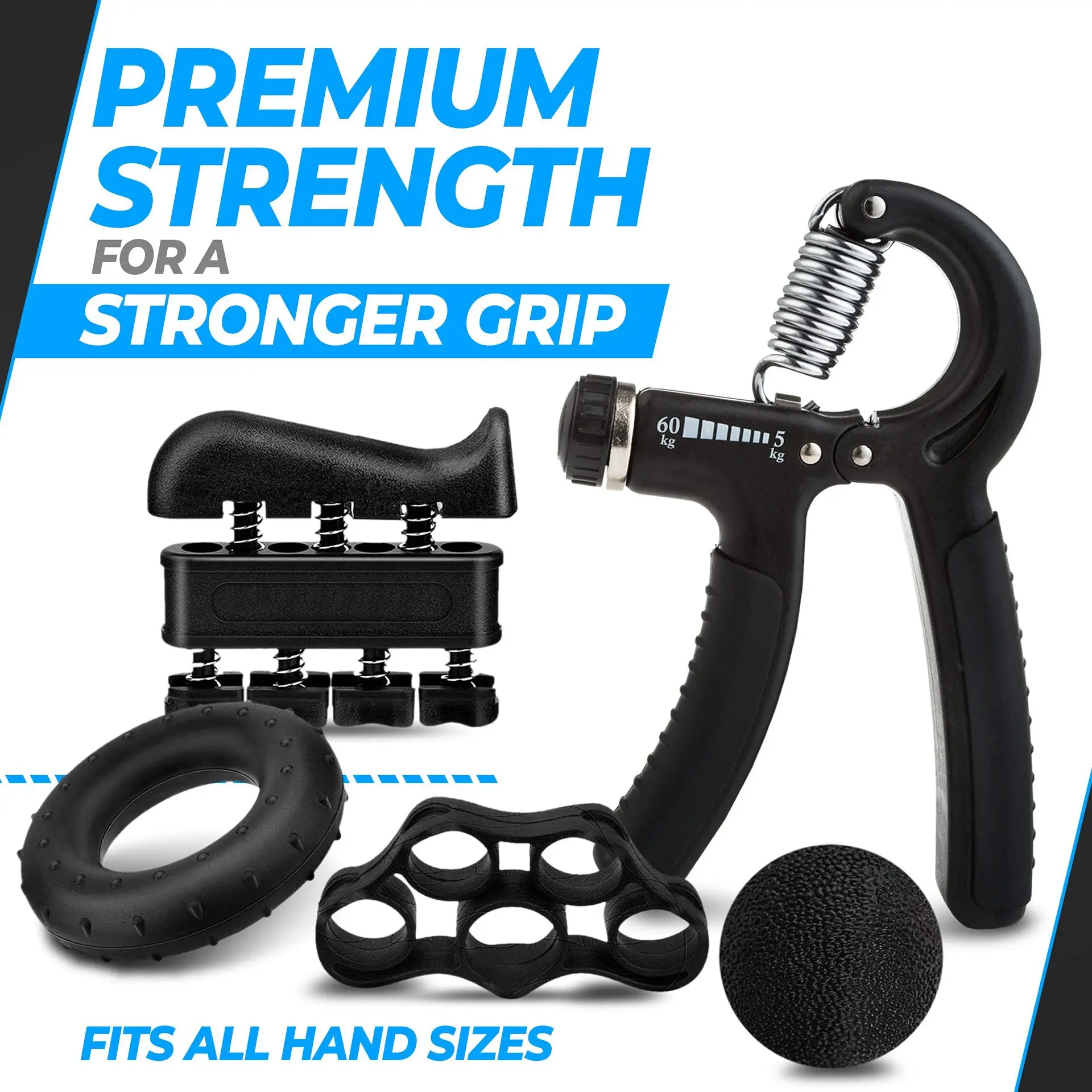 CHENGMO SPORTS Factory Price Finger Exerciser Silicone Hand Grip High Quality Forearm Trainer 5 in 1 Hand Grip Strengthener Set