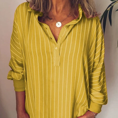 best selling womens clothes shirt striped printed long sleeves