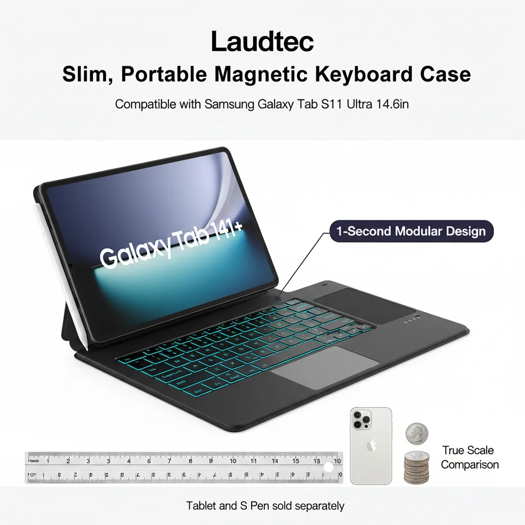 product magic keyboard case for samsung galaxy tab s11 ultra 146 backlit magnetic stand multi touch track pad ai key laudtec-2