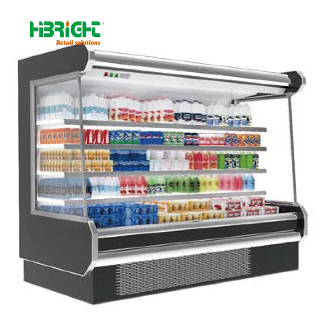 5-Shelf Beverage Display Refrigerator for Supermarkets - Open Chiller Without Door