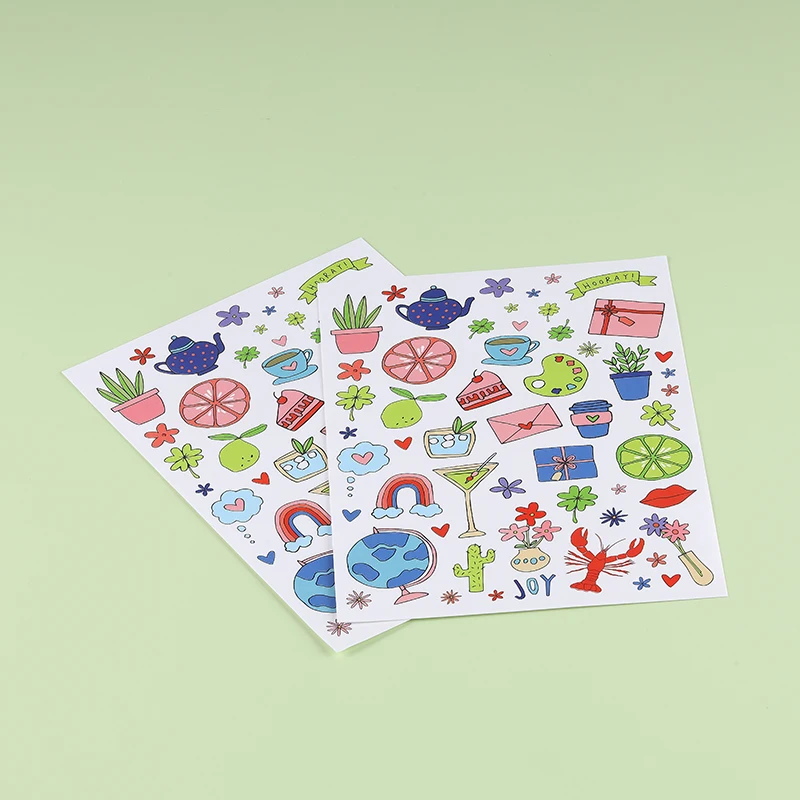 Custom Printed Vinyl Waterproof Kiss-Cut Decorative Sticker Sheet Foil Stamped MOQ 100pcs