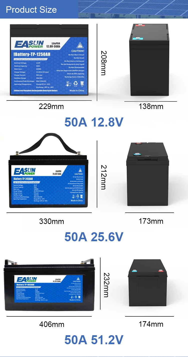 Factory Price New Lfp Battery 600wh 1200wh 2400wh 12v 24v 48v 50ah 