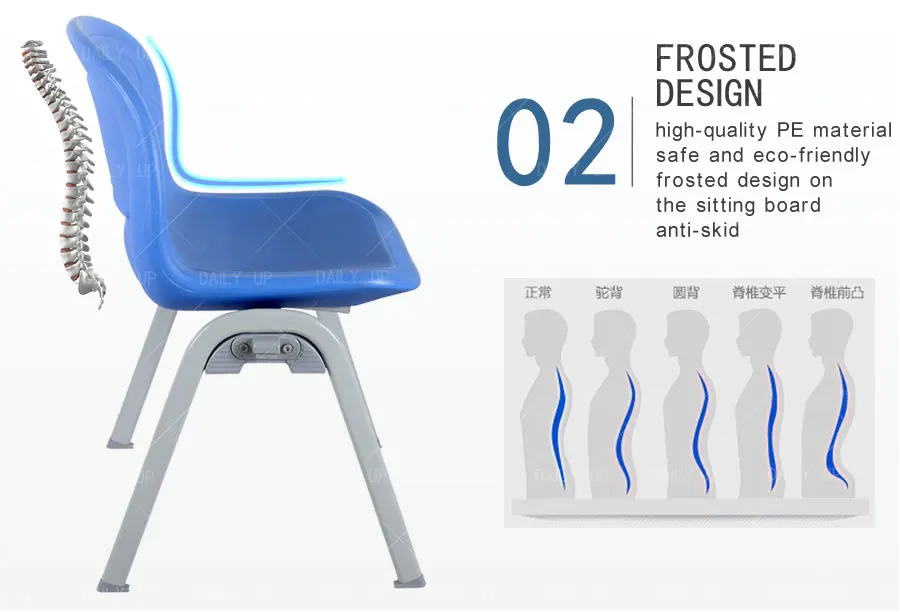 Solid School Training Chair With Tablet Stackable Metal Frame Office Chair With Ergonomic Backrest For Students And Meeting