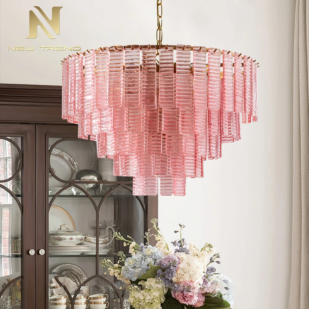 CPL-456 Large Multi-Tiered Murano Glass Chandelier – Luxury Long Suspension Light for Staircase & Foyer