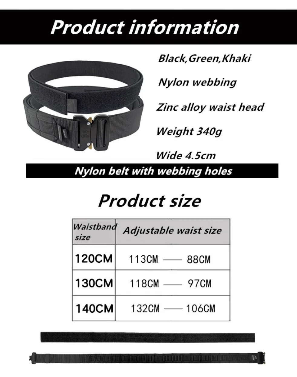 ZGJINLONG Tactical Belt - Durable, Adjustable & Customizable
