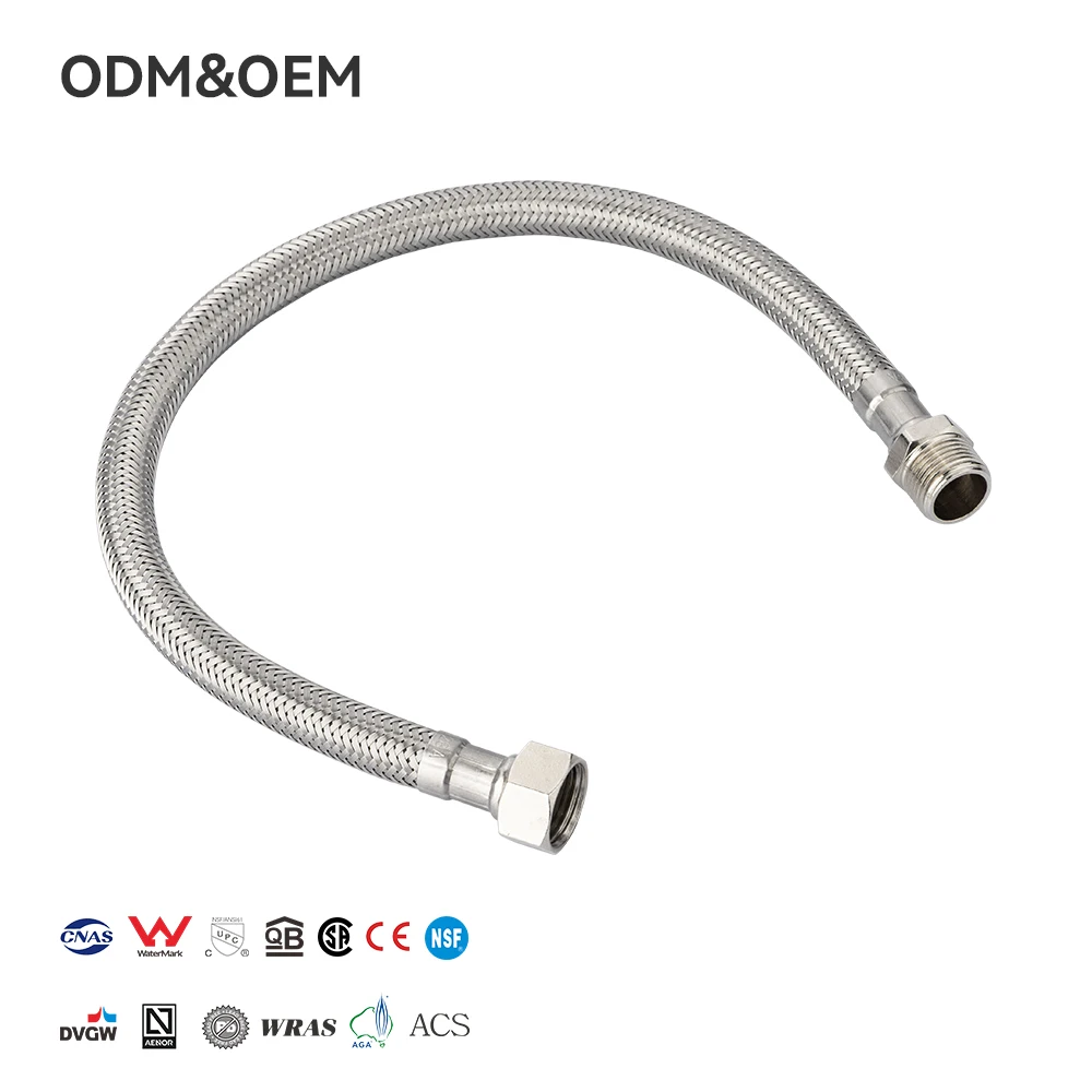 Ժամանակակից ներքին EPDM խողովակ, պղնձե ամրացմամբ, ստալի SUS304-ով գործված ճկուն հագցման լար, լոգասենյակի և տոալետի անոթ, 1/2, 5+ տարվա երաշխիք