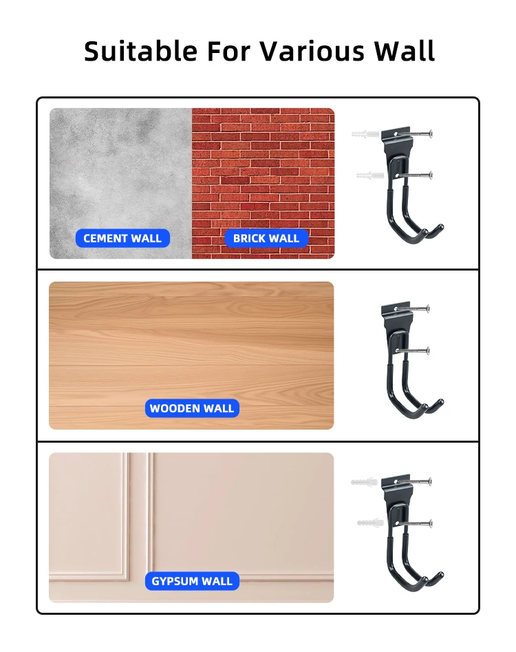 Trending Durable Wall Mount Garage Tool Organizer Storage Hook Heavy Duty Garage Wall Rack Hooks for Hanging factory