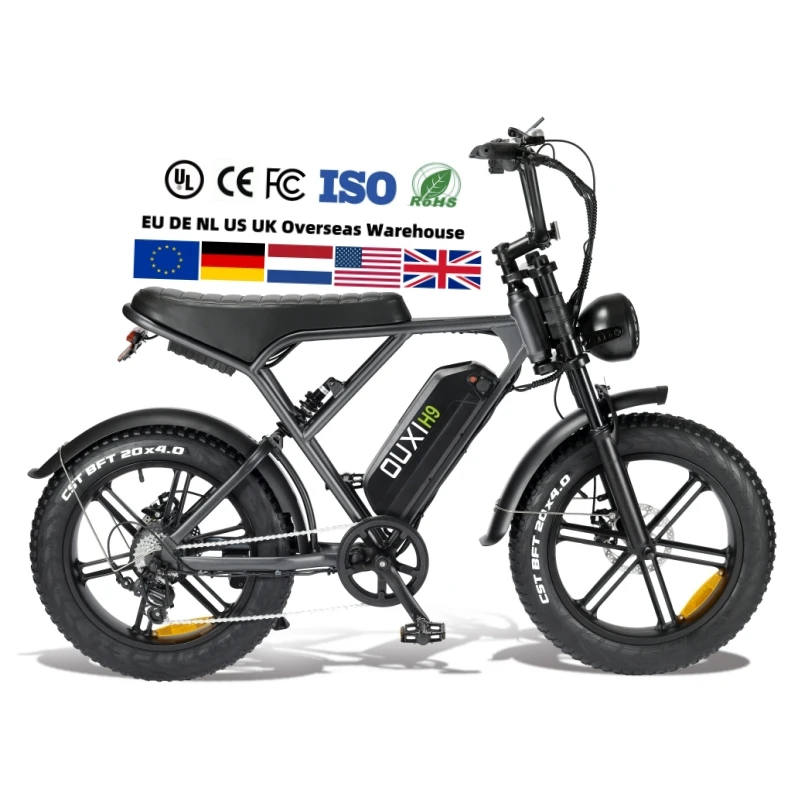 OUXI H9 Electric Hybrid Bike Fat Tire E-Bike With 250w/1000w Fatbike Hydraulic Brake EU Warehouse for City Riding