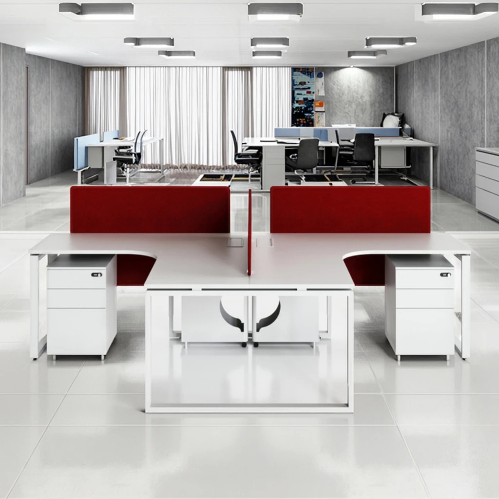 T-Shaped Modular Foldable Automatic Office Workstation Panel System Wood Frame Standing Computer Desk Storage Modern 4